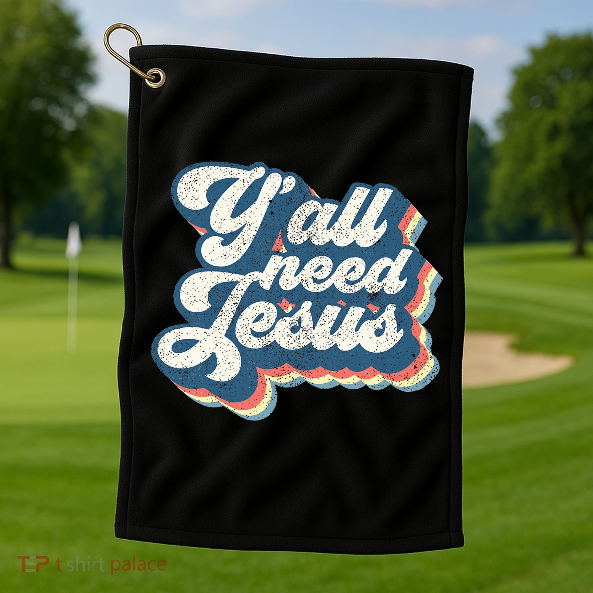 Yall Need Jesus Christian Retro 70s Christ Bible Golf Towel