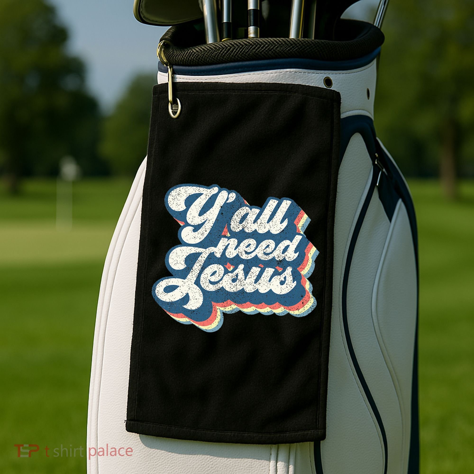 Yall Need Jesus Christian Retro 70s Christ Bible Golf Towel
