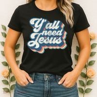 Yall Need Jesus Christian Retro 70s Christ Bible Women's T-Shirt thumb 2