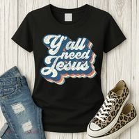 Yall Need Jesus Christian Retro 70s Christ Bible Women's T-Shirt thumb 3