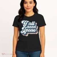 Yall Need Jesus Christian Retro 70s Christ Bible Women's T-Shirt thumb 4