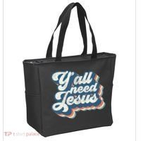 Yall Need Jesus Christian Retro 70s Christ Bible Tote Bag thumb 2