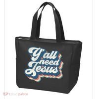 Yall Need Jesus Christian Retro 70s Christ Bible Tote Bag thumb 3