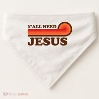 Y'all Need Jesus Retro USA-Made Doggie Bandana thumb 0
