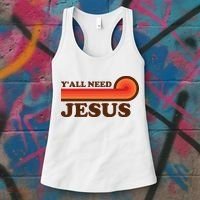 Y'all Need Jesus Retro Women's Tank Top thumb 3