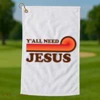 Y'all Need Jesus Retro Golf Towel thumb 1