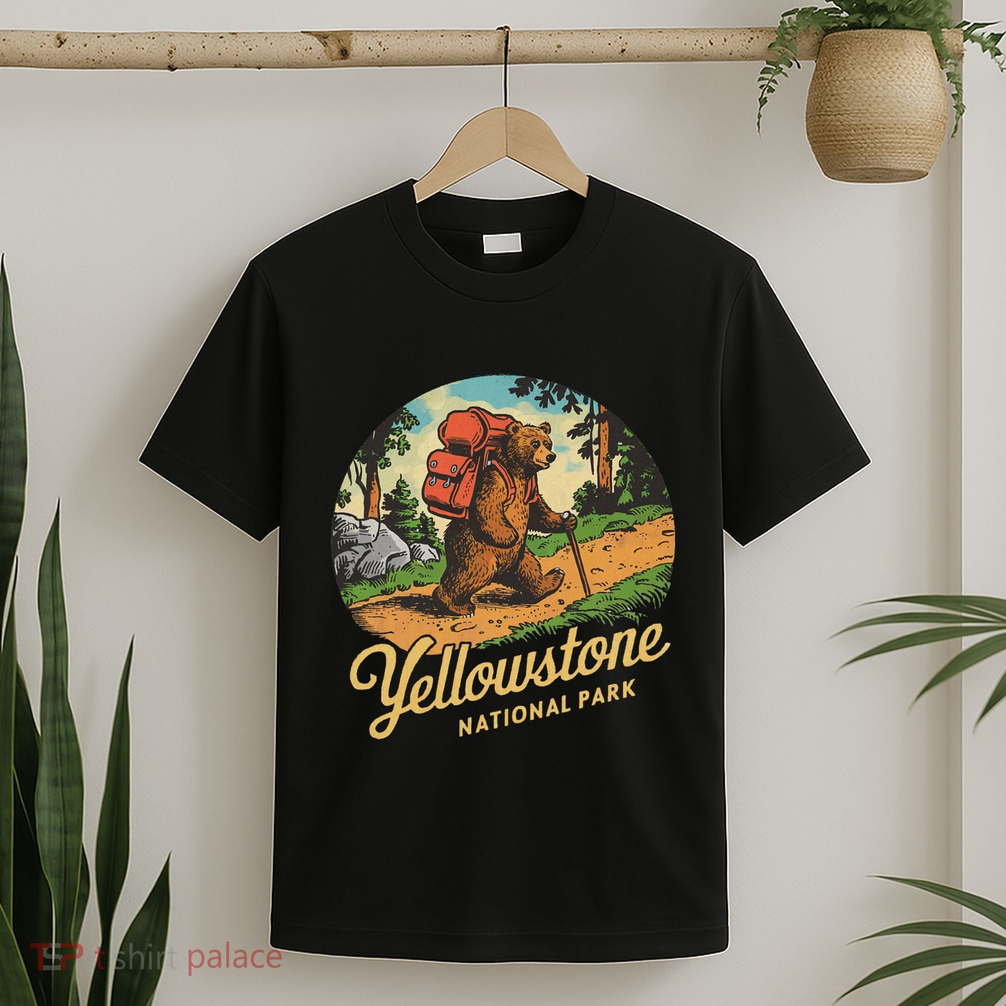 Yellowstone National Park Hiking Bear Vintage Outdoo Hike T-Shirt