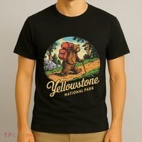 Yellowstone National Park Hiking Bear Vintage Outdoo Hike T-Shirt thumb 3