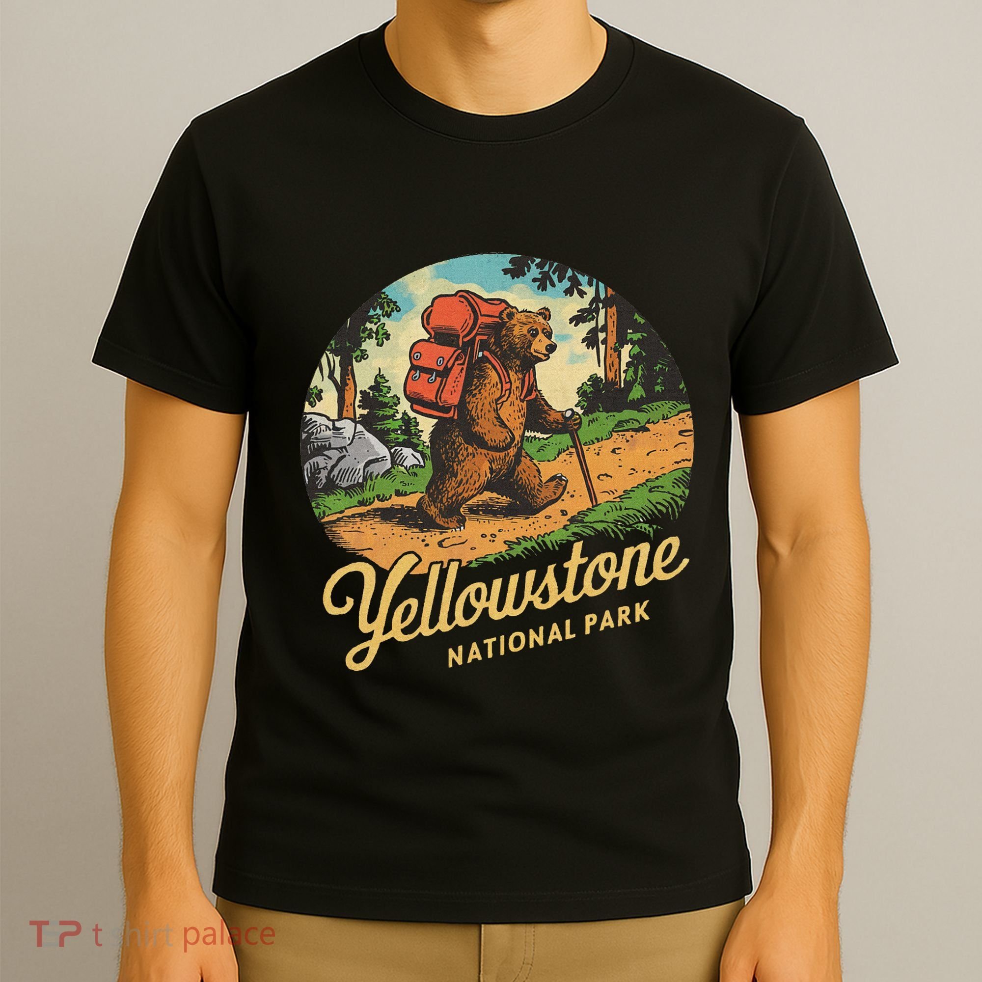 Yellowstone National Park Hiking Bear Vintage Outdoo Hike T-Shirt