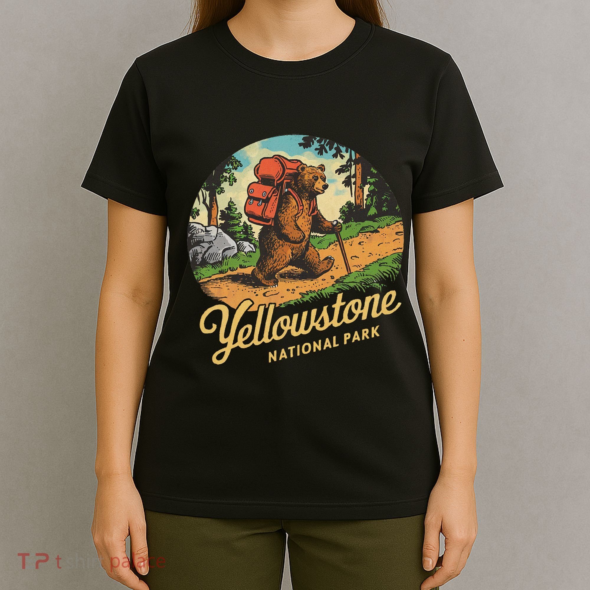 Yellowstone National Park Hiking Bear Vintage Outdoo Hike T-Shirt