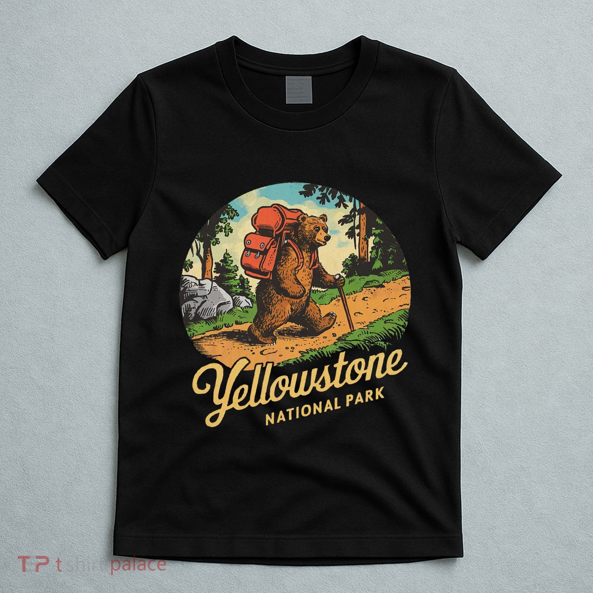 Yellowstone National Park Hiking Bear Vintage Outdoo Hike T-Shirt