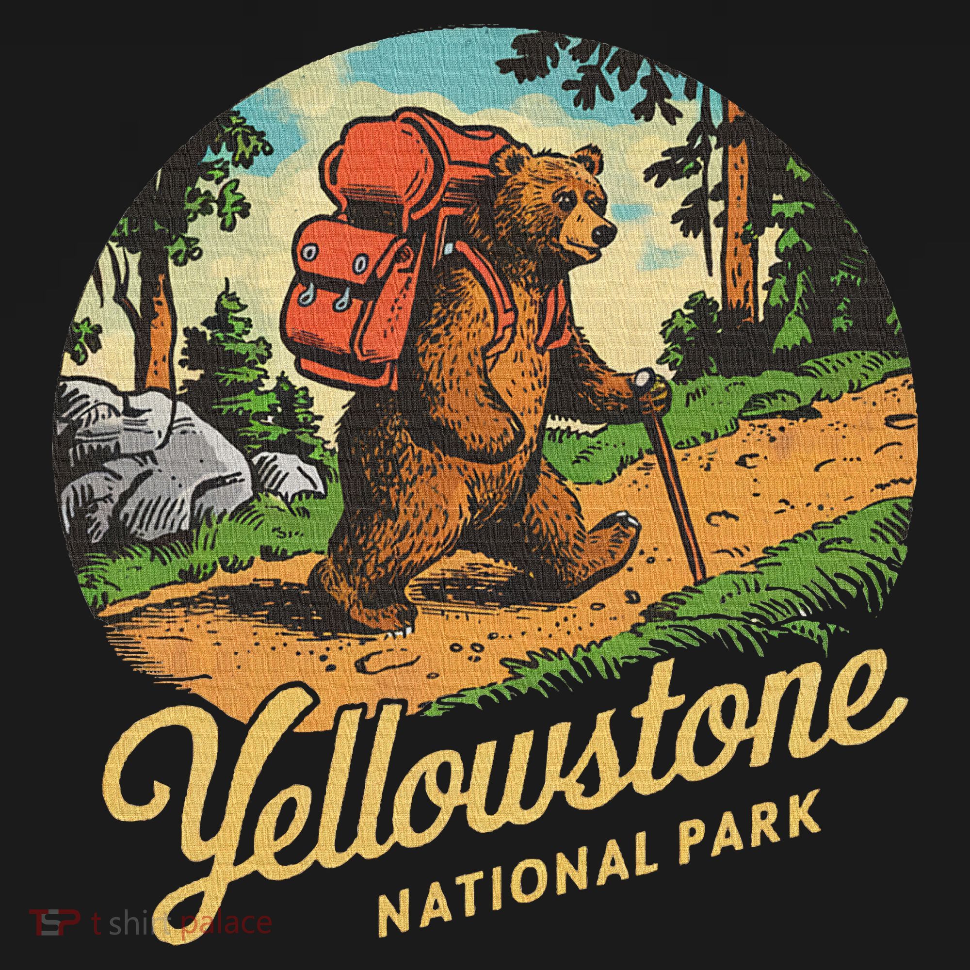 Yellowstone National Park Hiking Bear Vintage Outdoo Hike T-Shirt