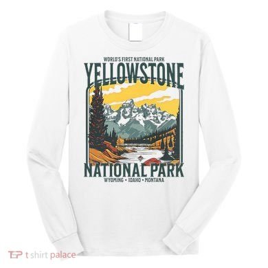 Yellowstone National Park Vintage Hiking Long Sleeve Shirt