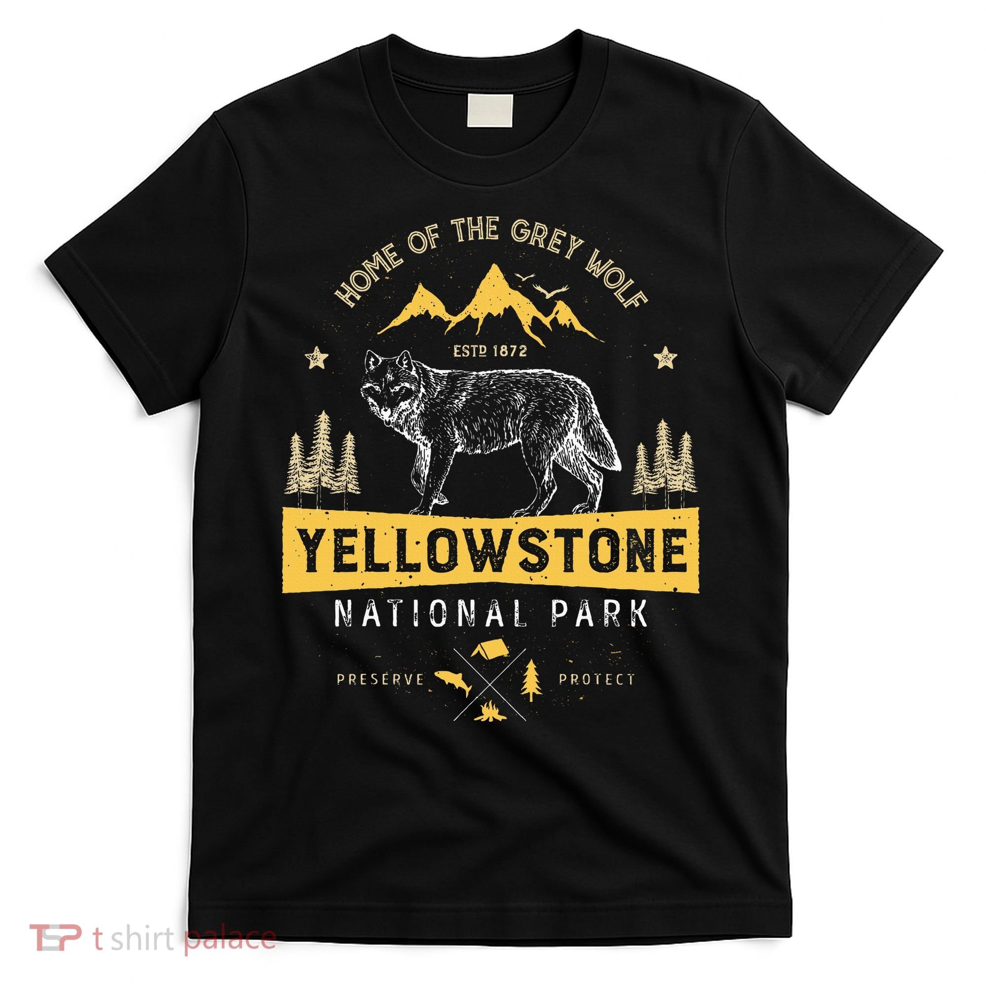 Yellowstone National Park Us Wolf Vintage T-Shirt