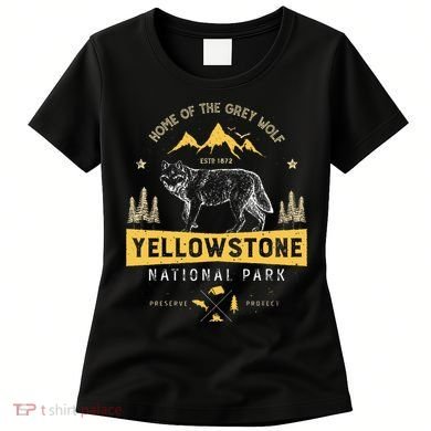 Yellowstone National Park Us Wolf Vintage Women's T-Shirt