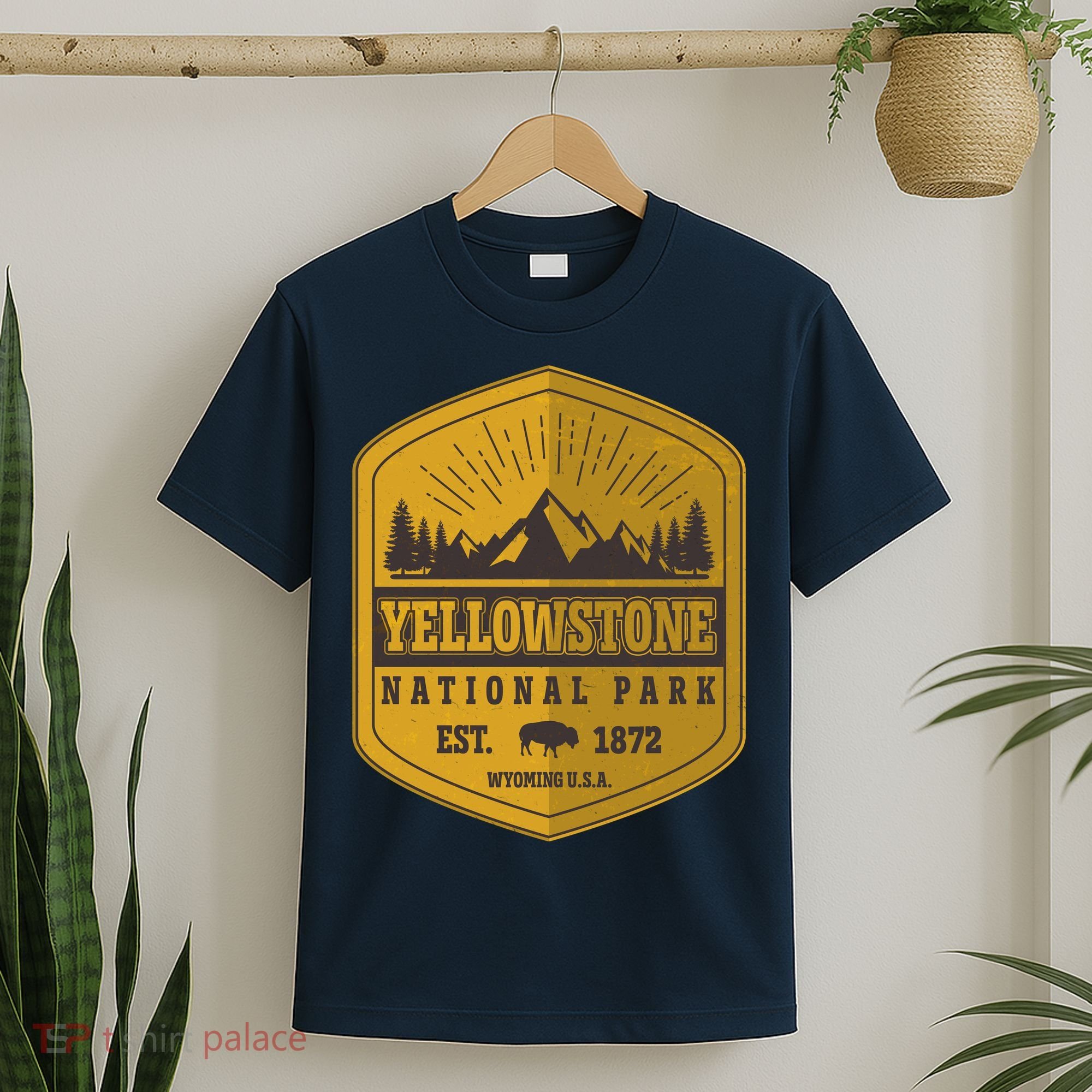 Yellowstone National Park Est 1872 Wyoming USA Gold Emblem T-Shirt