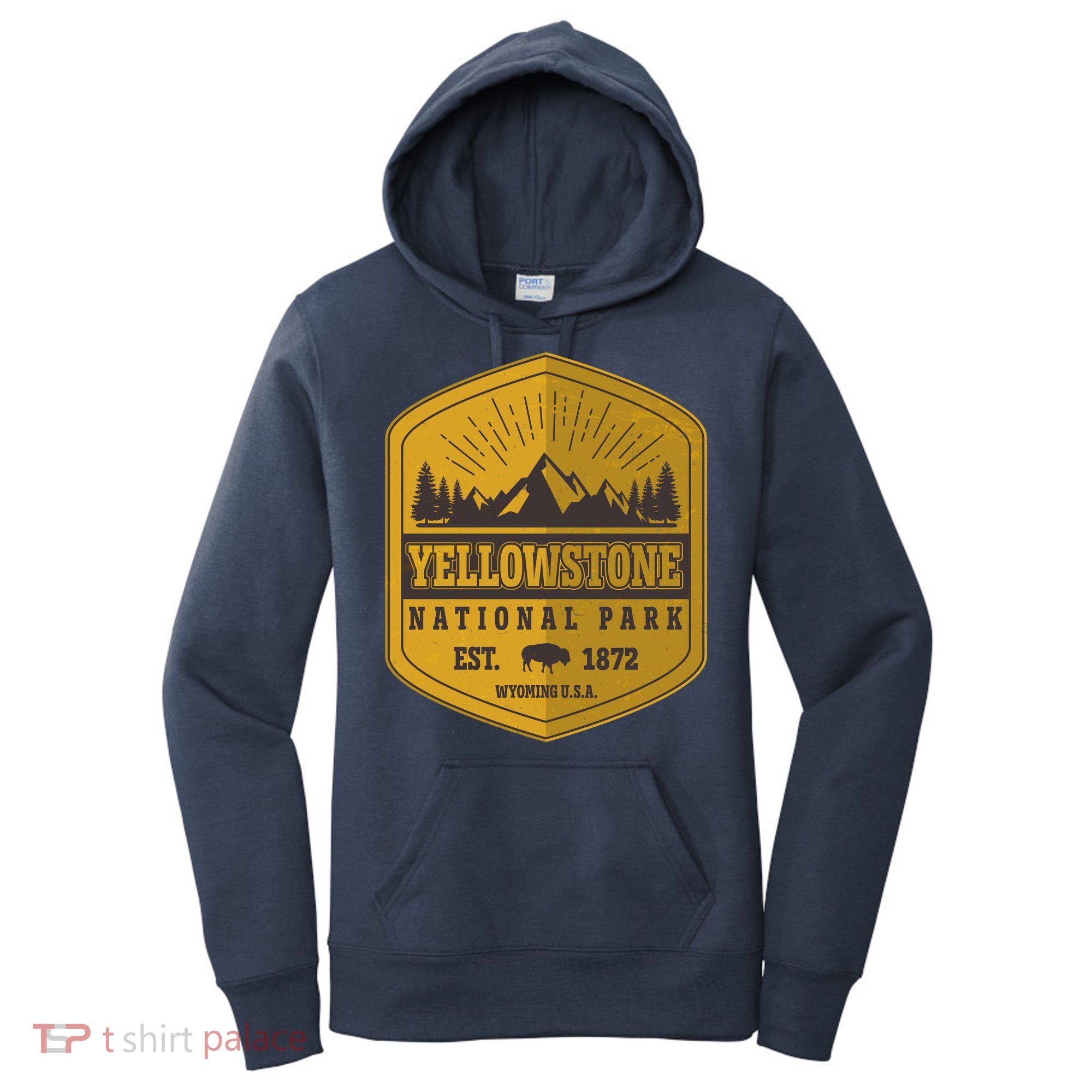 Yellowstone National Park Est 1872 Wyoming USA Gold Emblem Women's Hoodie