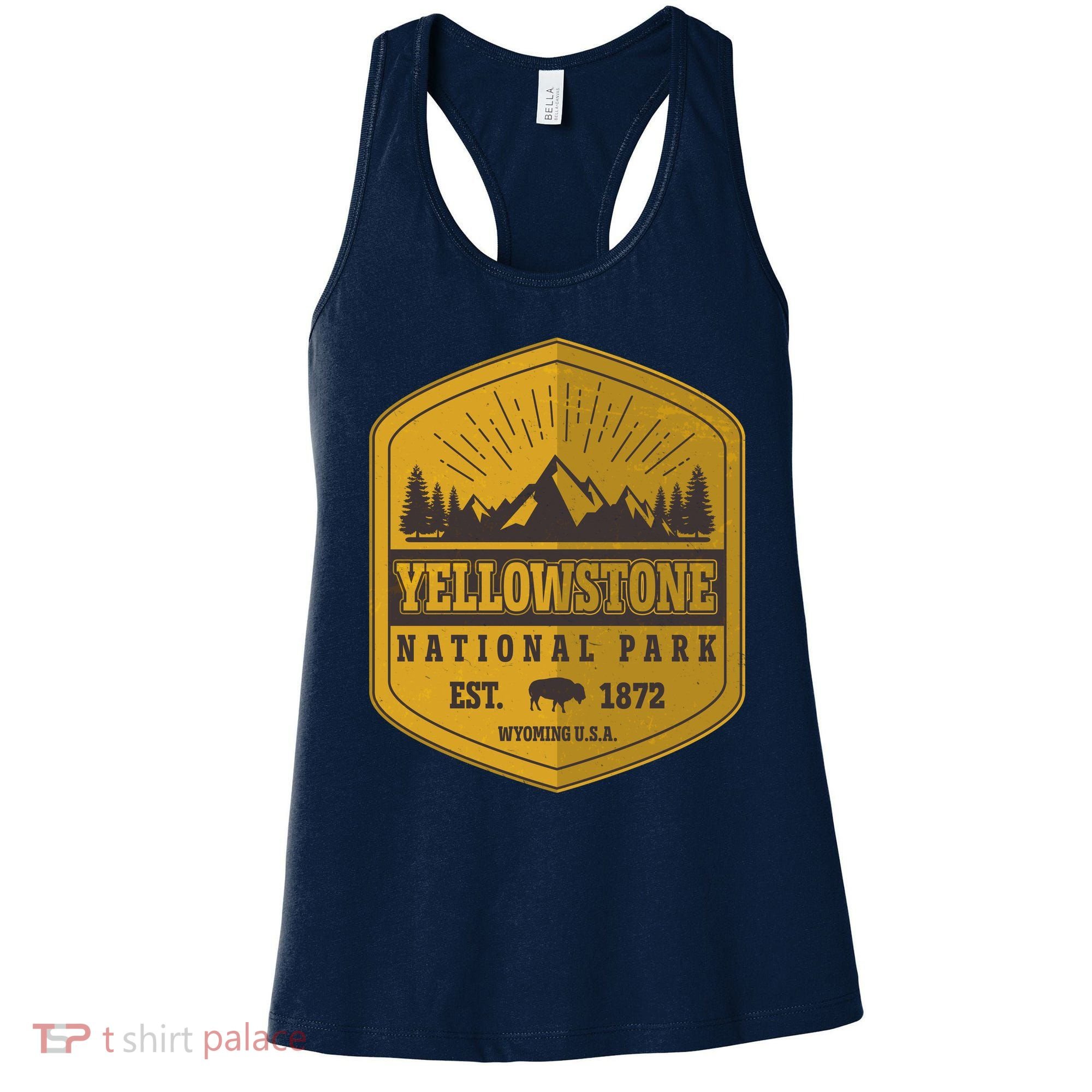 Yellowstone National Park Est 1872 Wyoming USA Gold Emblem Women's Tank Top