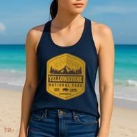 Yellowstone National Park Est 1872 Wyoming USA Gold Emblem Women's Tank Top thumb 2
