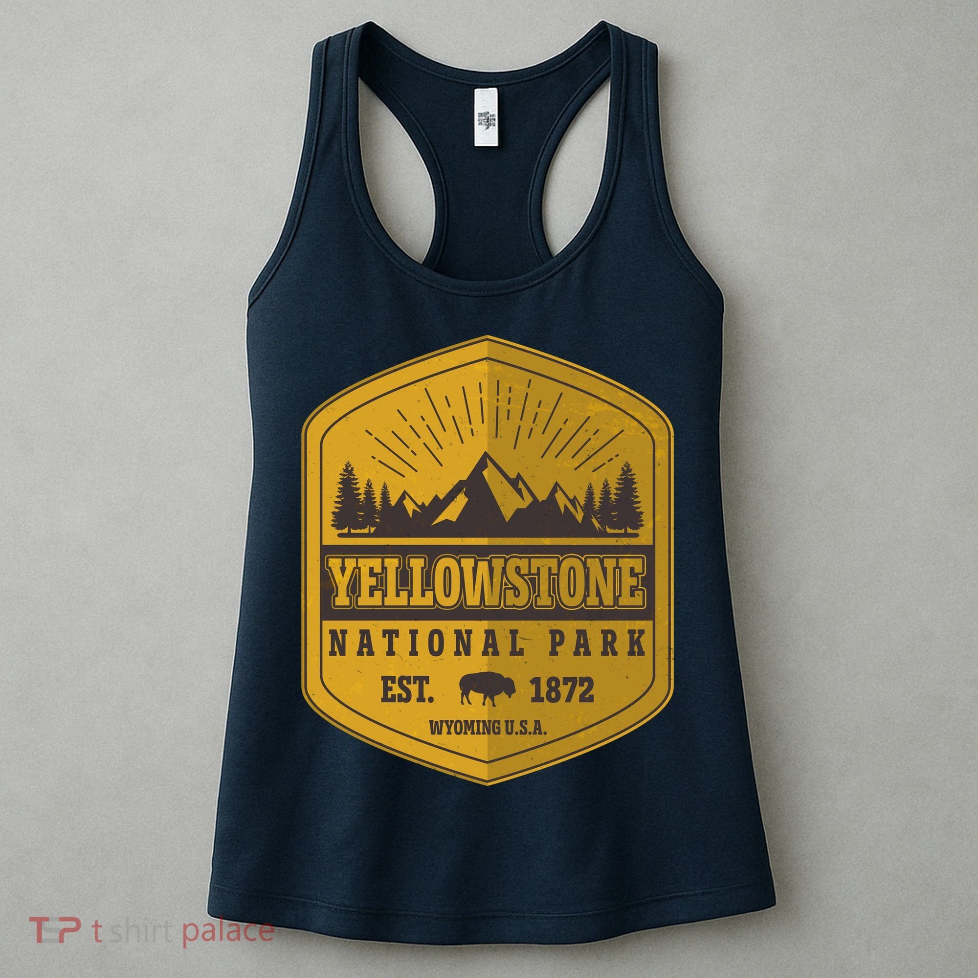 Yellowstone National Park Est 1872 Wyoming USA Gold Emblem Women's Tank Top