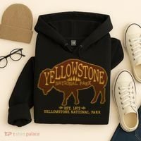 Yellowstone National Park EST 1872 Buffalo Logo Hoodie thumb 4