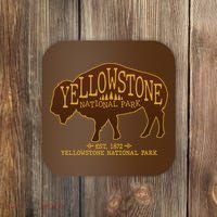 Yellowstone National Park EST 1872 Buffalo Logo Coaster thumb 0