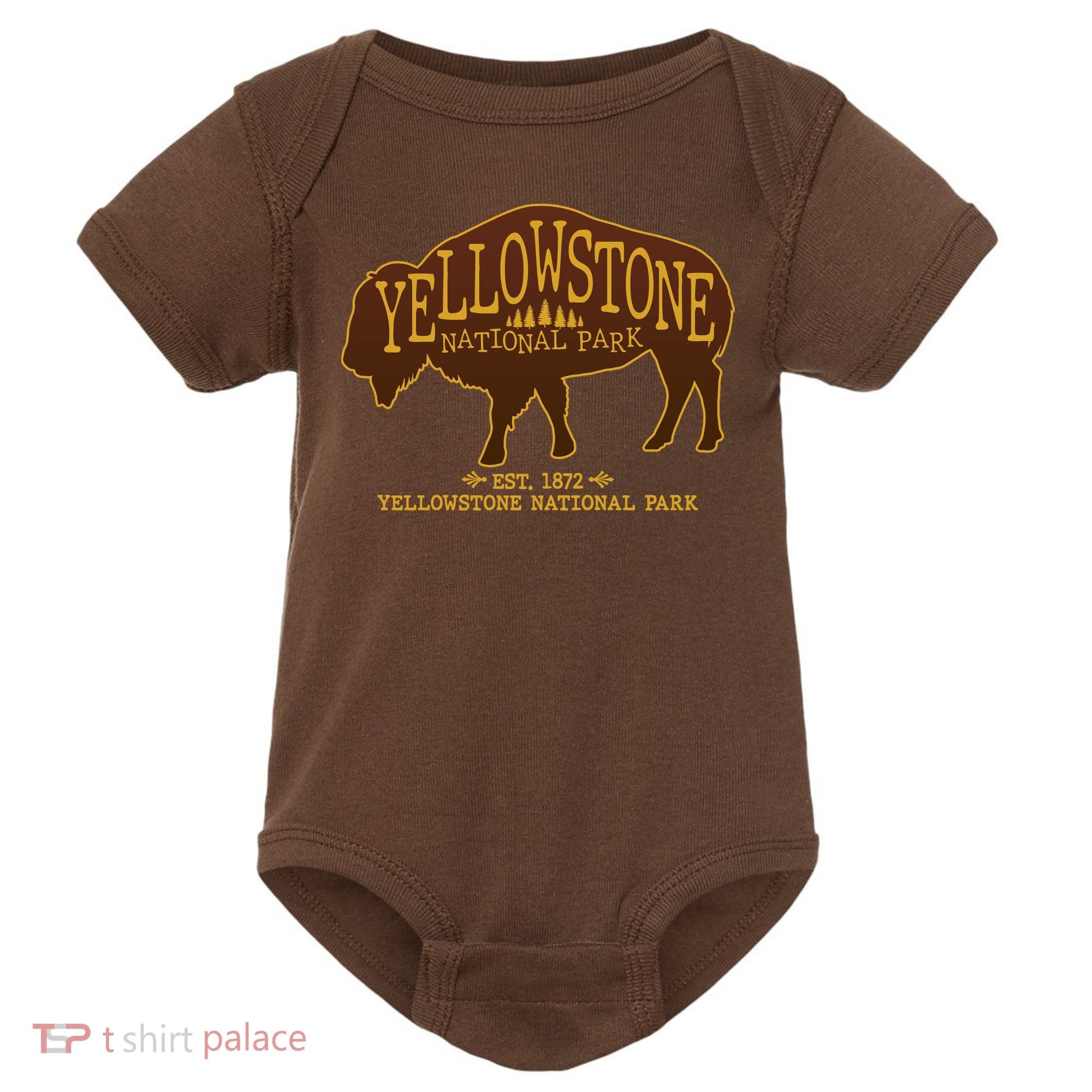 Yellowstone National Park EST 1872 Buffalo Logo Baby Bodysuit
