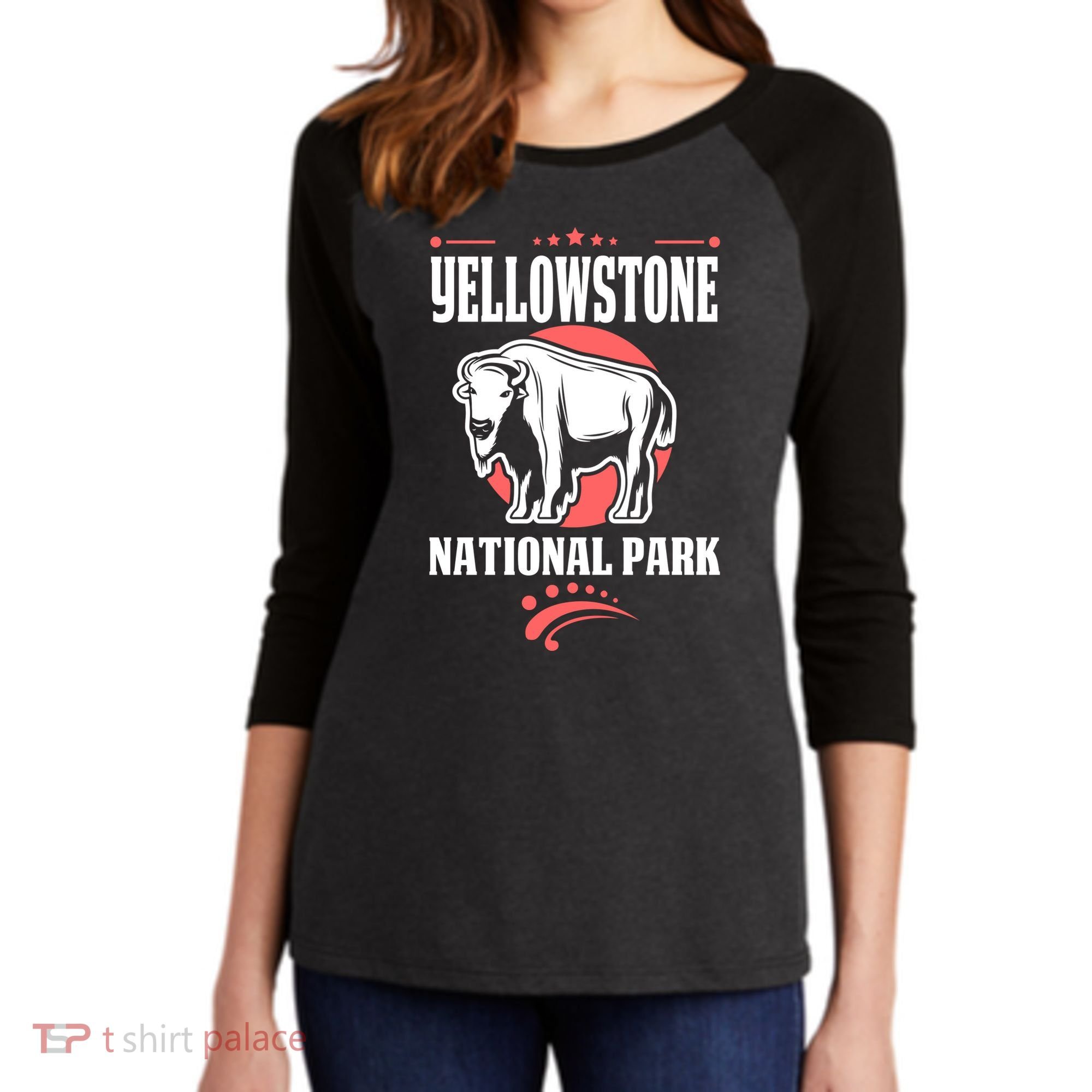 Yellowstone National Park Women's Tri-Blend 3/4-Sleeve Raglan Shirt