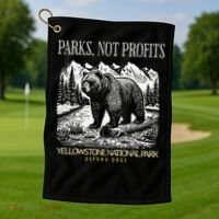 Yellowstone National Park Save Our Parks Not Profits Alt US Golf Towel thumb 1