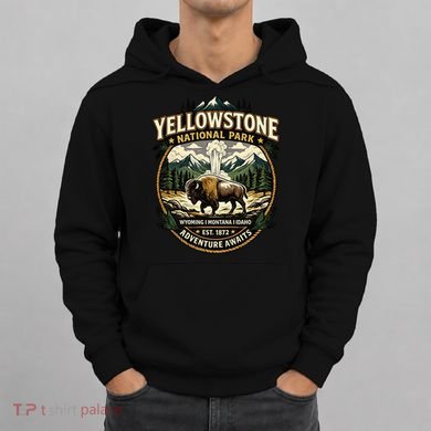 Yellowstone National Park Adventure Awaits Bison Badge Hoodie