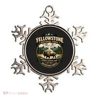 Yellowstone National Park Adventure Awaits Bison Badge Ornament thumb 0
