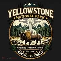Yellowstone National Park Adventure Awaits Bison Badge Ornament thumb 1