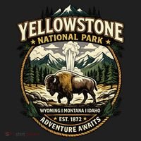 Yellowstone National Park Adventure Awaits Bison Badge Hat thumb 2