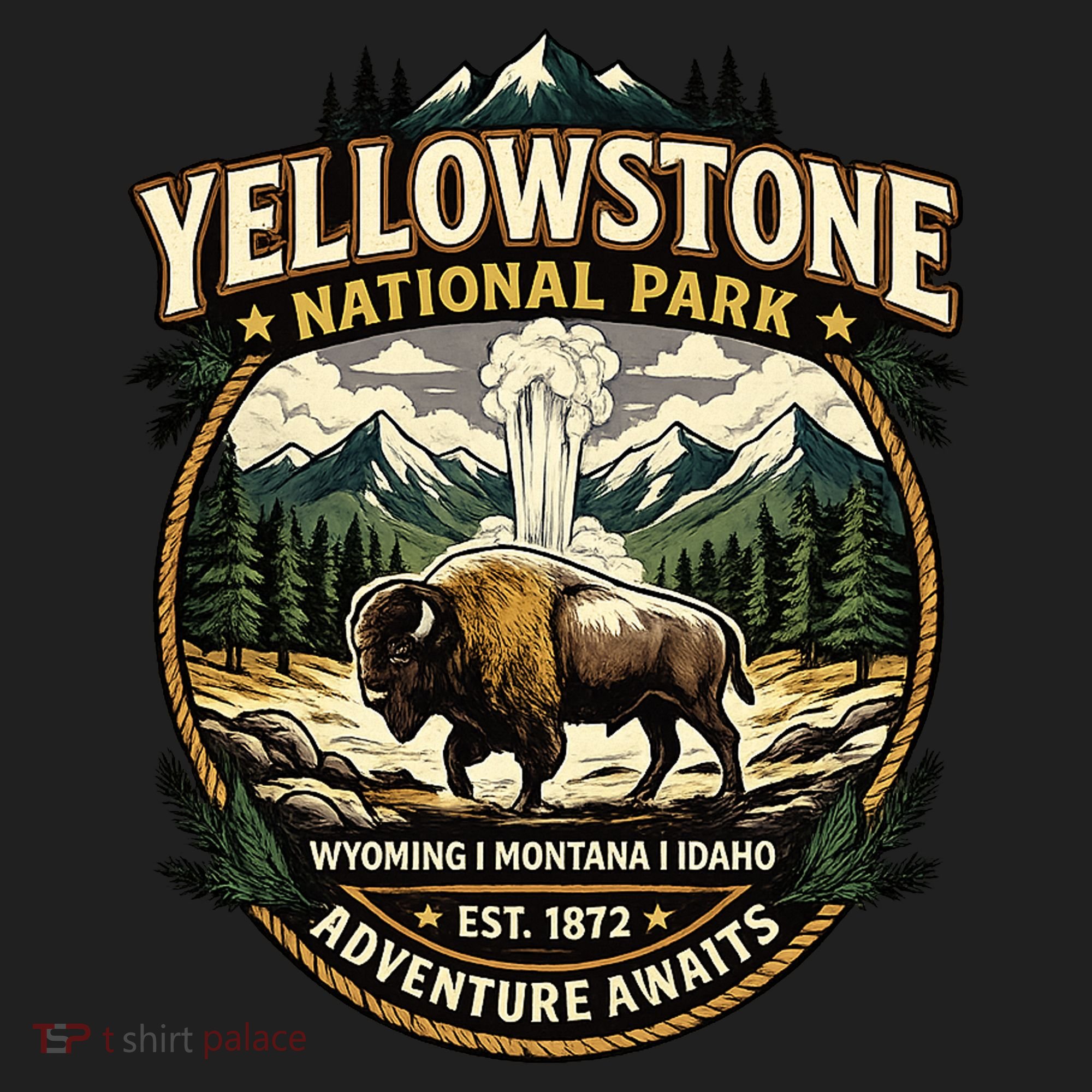 Yellowstone National Park Adventure Awaits Bison Badge Hat