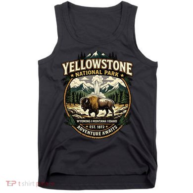 Yellowstone National Park Adventure Awaits Bison Badge Tank Top