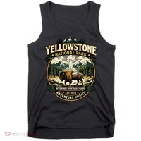 Yellowstone National Park Adventure Awaits Bison Badge Tank Top thumb 0
