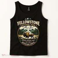 Yellowstone National Park Adventure Awaits Bison Badge Tank Top thumb 2