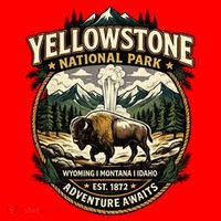 Yellowstone National Park Adventure Awaits Bison Badge Santa Hat thumb 1