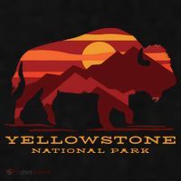 Yellowstone National Park Wyoming Buffalo Bison Sunset Ladies PosiCharge Tri-Blend Wicking Tank thumb 2