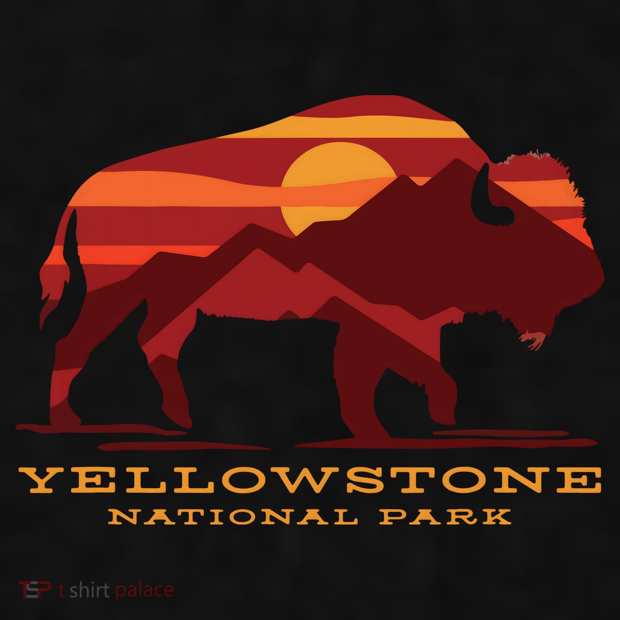 Yellowstone National Park Wyoming Buffalo Bison Sunset Ladies PosiCharge Tri-Blend Wicking Tank