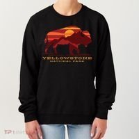 Yellowstone National Park Wyoming Buffalo Bison Sunset Women's Sweatshirt thumb 0