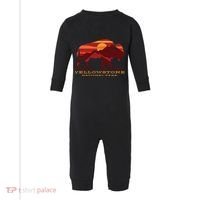 Yellowstone National Park Wyoming Buffalo Bison Sunset Infant Fleece One Piece thumb 0
