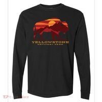 Yellowstone National Park Wyoming Buffalo Bison Sunset Comfort Colors Heavyweight Long Sleeve T-Shirt thumb 0
