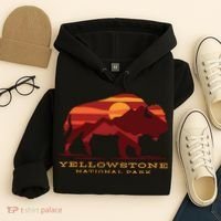 Yellowstone National Park Wyoming Buffalo Bison Sunset Hoodie thumb 4