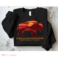 Yellowstone National Park Wyoming Buffalo Bison Sunset Sweatshirt thumb 2