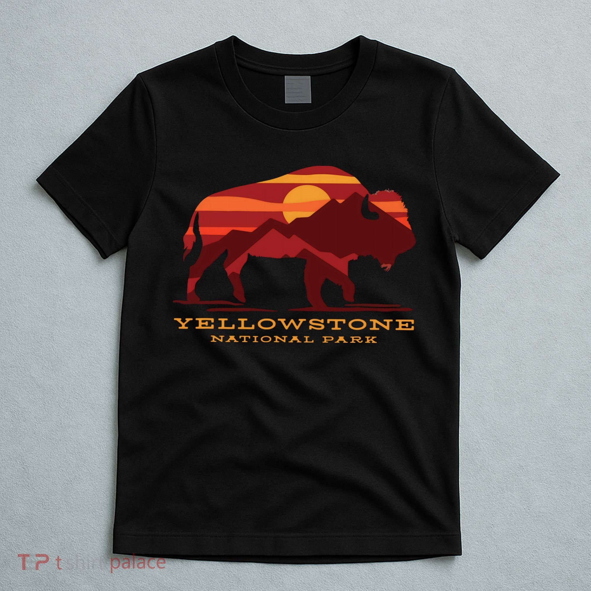 Yellowstone National Park Wyoming Buffalo Bison Sunset T-Shirt