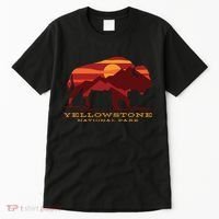 Yellowstone National Park Wyoming Buffalo Bison Sunset Tall T-Shirt thumb 0