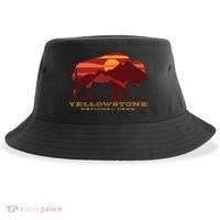 Yellowstone National Park Wyoming Buffalo Bison Sunset Sustainable Bucket Hat thumb 0