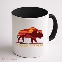 Yellowstone National Park Wyoming Buffalo Bison Sunset Coffee Mug thumb 1