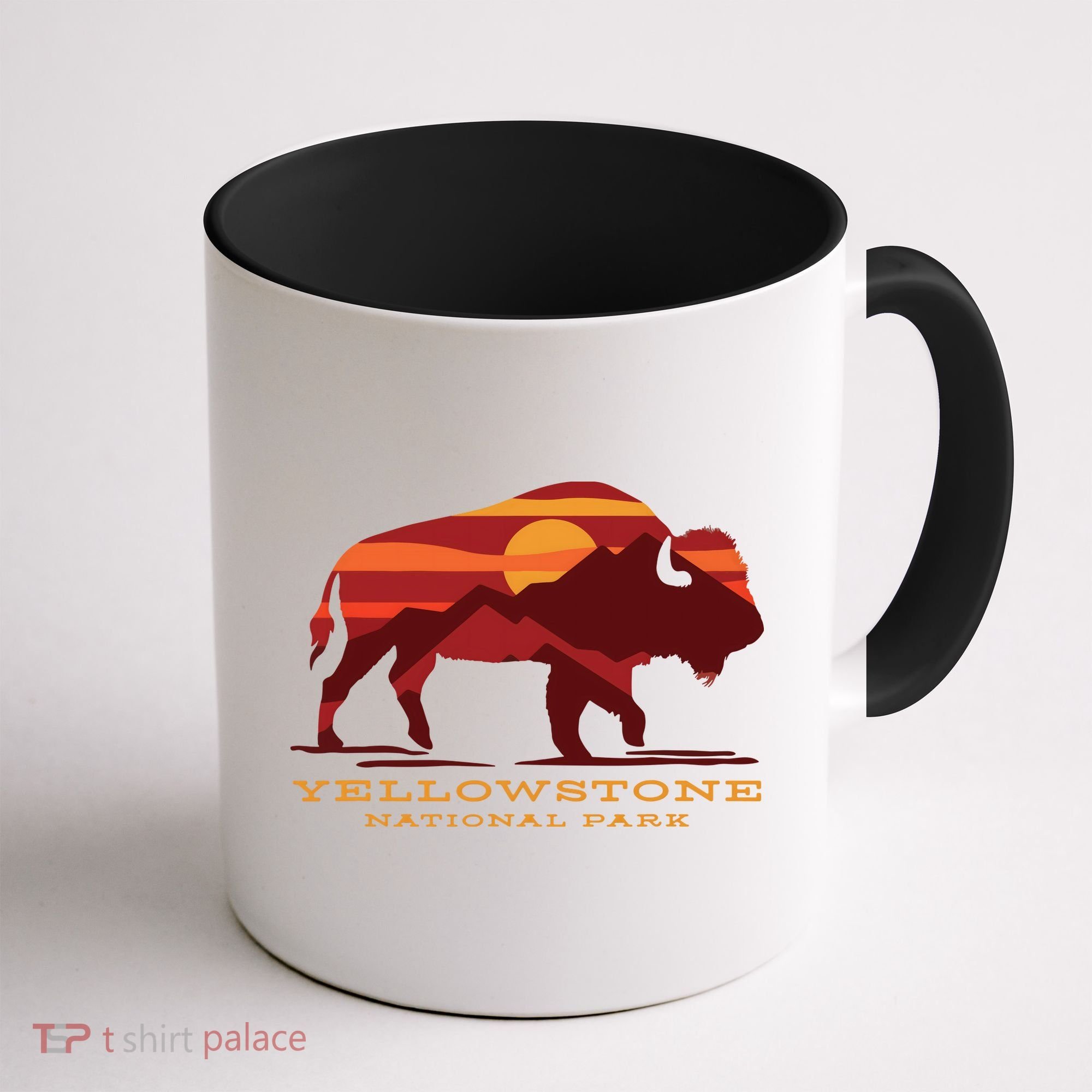 Yellowstone National Park Wyoming Buffalo Bison Sunset Coffee Mug